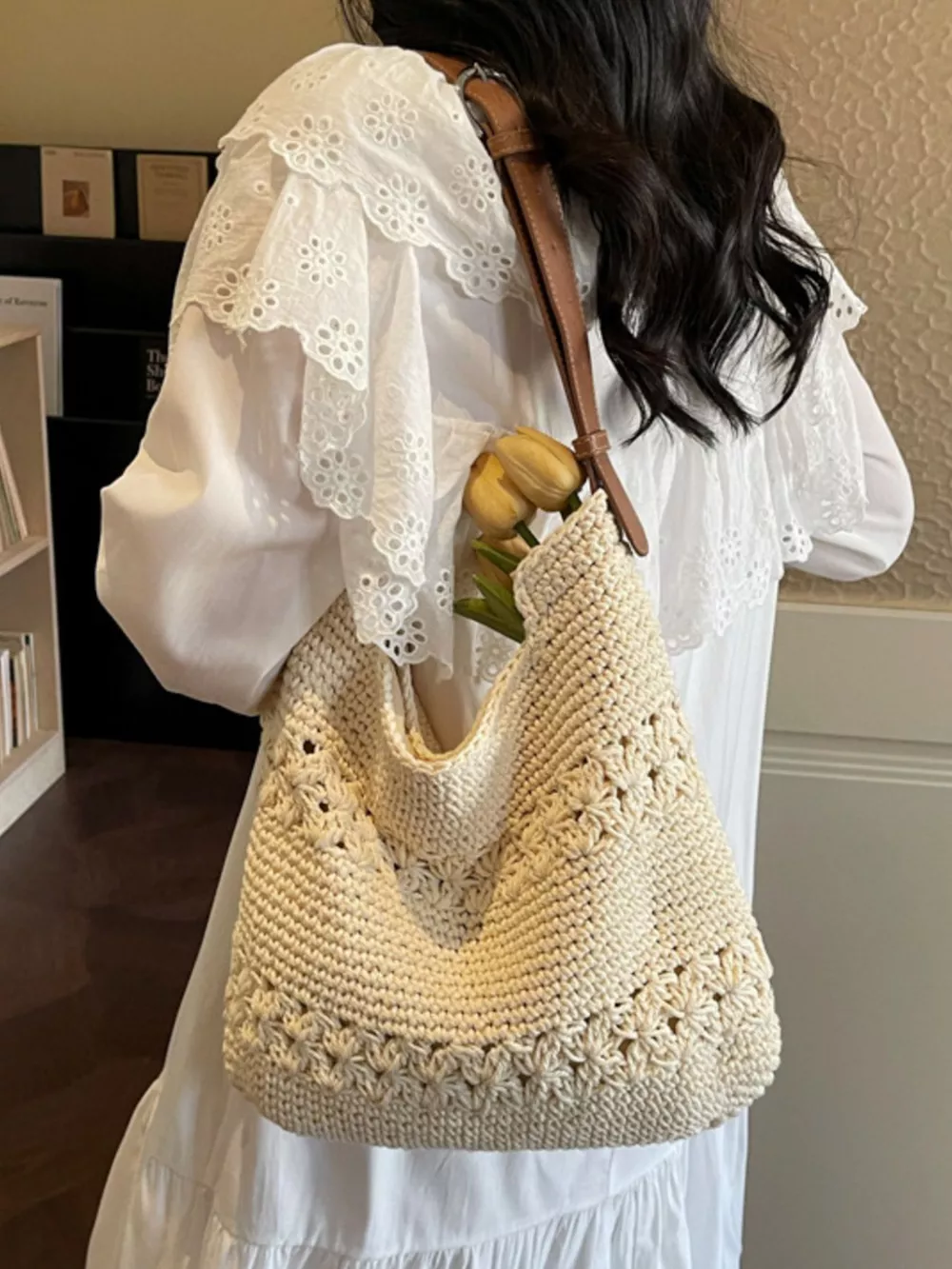 Crochet Knit Shoulder Bag, image 4