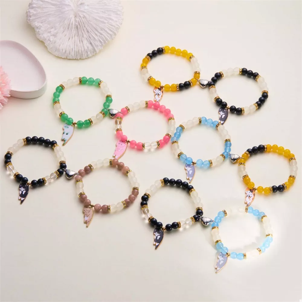 2 Piece Beaded Cat Charm Bracelet, image 3