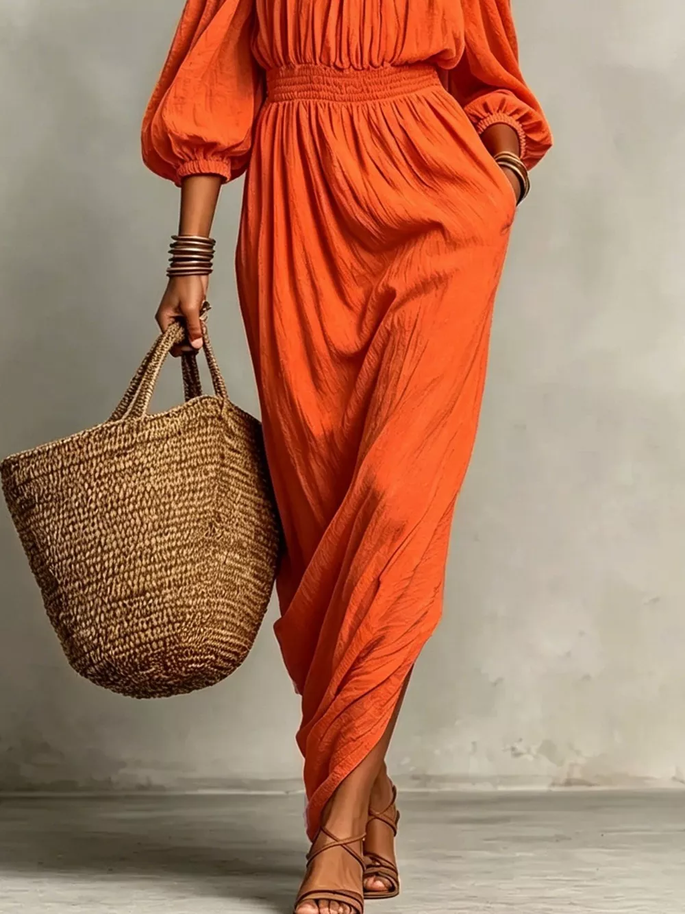 t Off-Shoulder Smocked Waist Maxi Dress, image 12