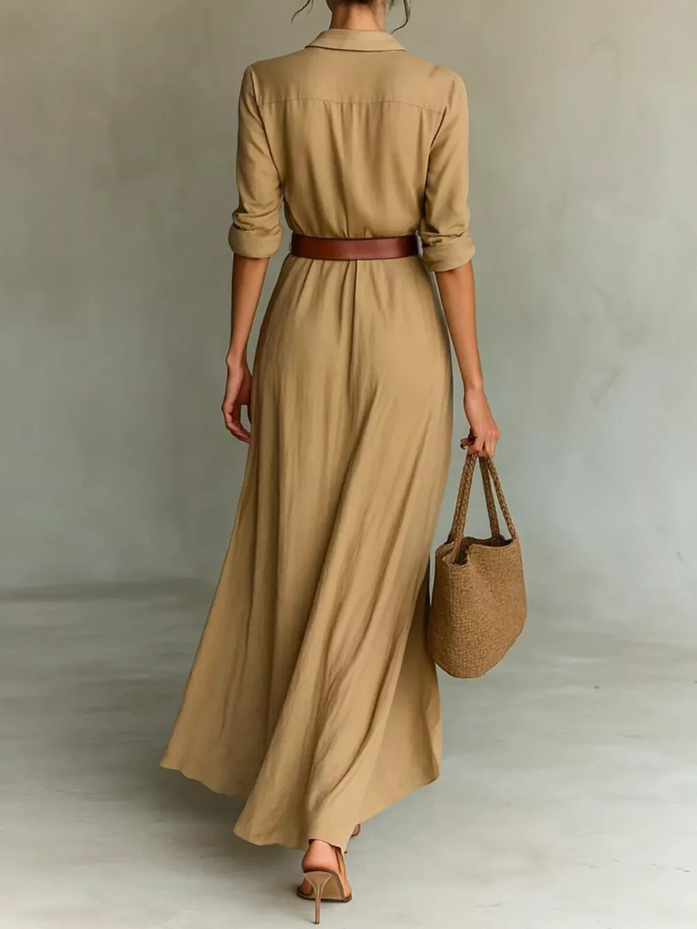 Full Size Elegant V-Neck Ruched Maxi Dress with Belt Plus Size, image 2