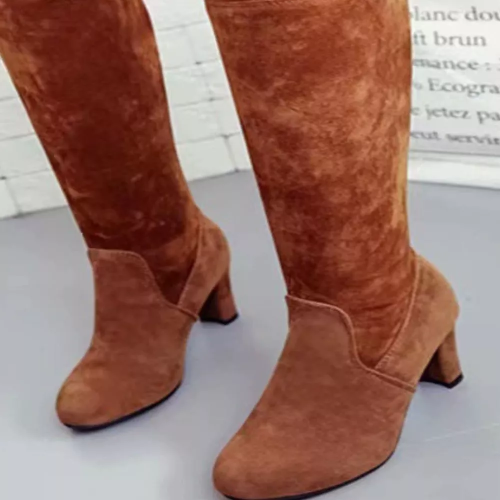 Round Toe Block Heels Boots, image 6