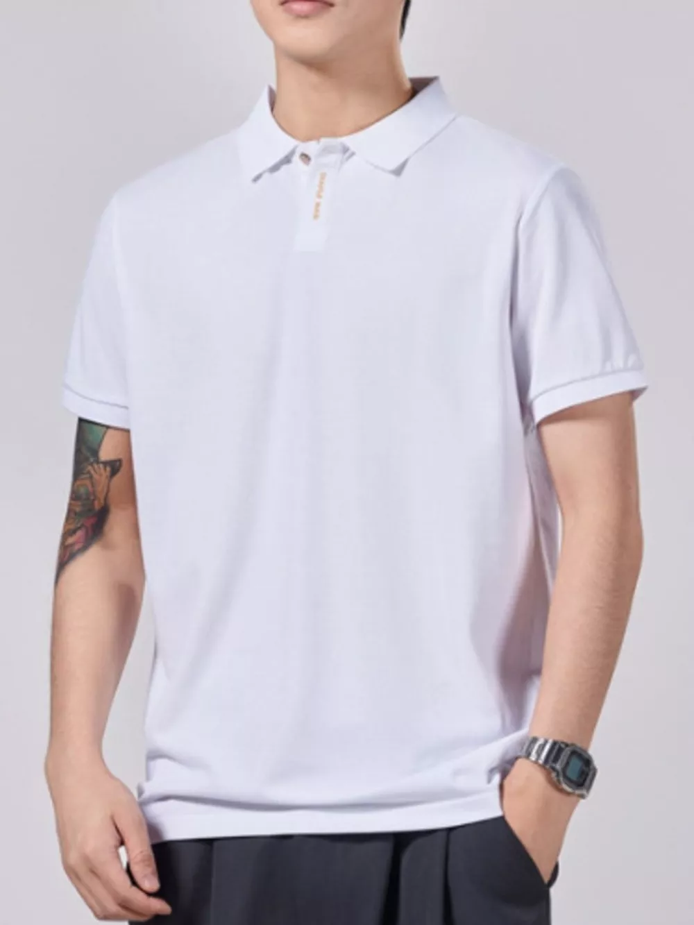 Men's Plus Size Collared Neck Short Sleeve Polo, image 6
