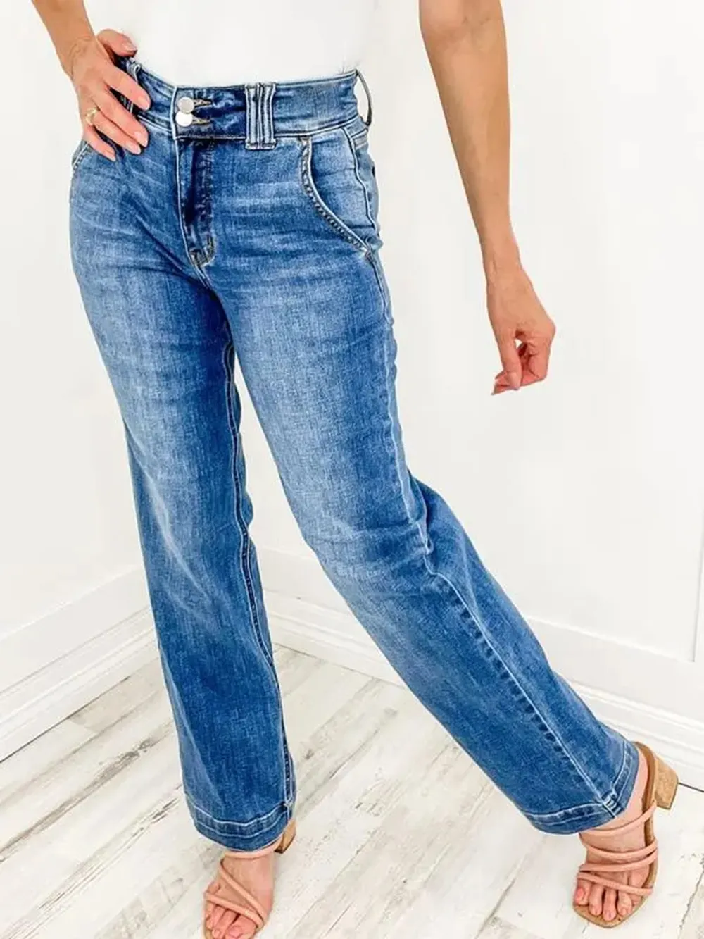 Washed Straight Leg Jeans, image 2