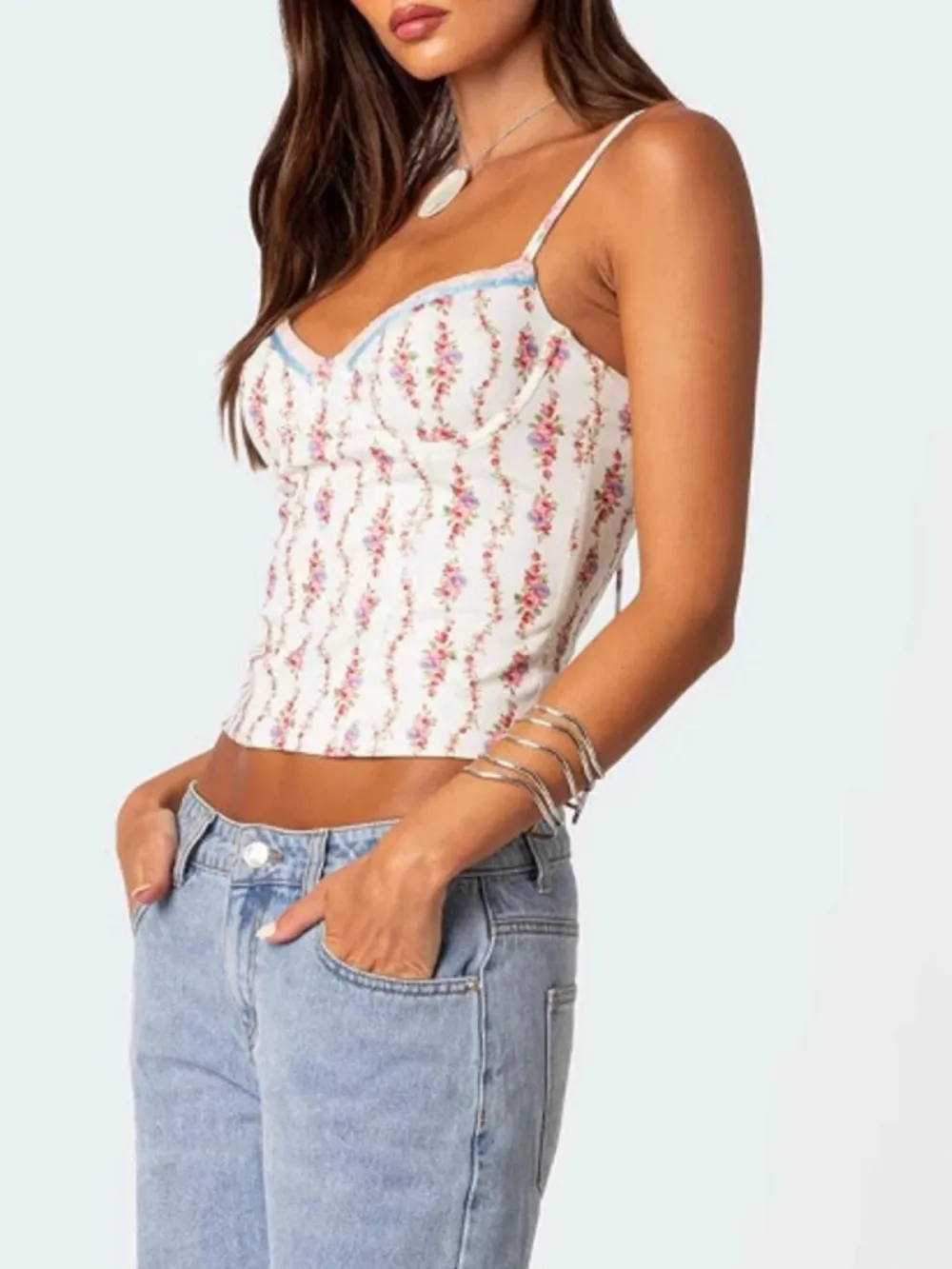 Floral Print Sweetheart Neck Cami, image 7