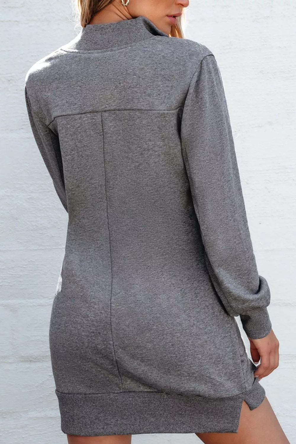 Zip Front Long Sleeve Sweatshirt Dress, image 11