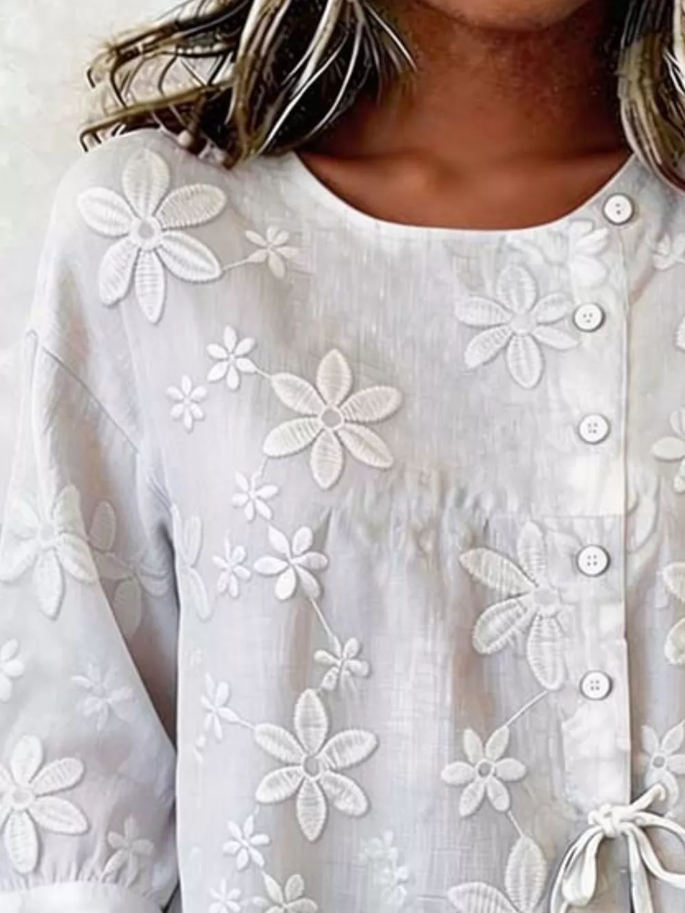 Full Size Floral Embroidered Button-Down Shirt Plus Size, image 3