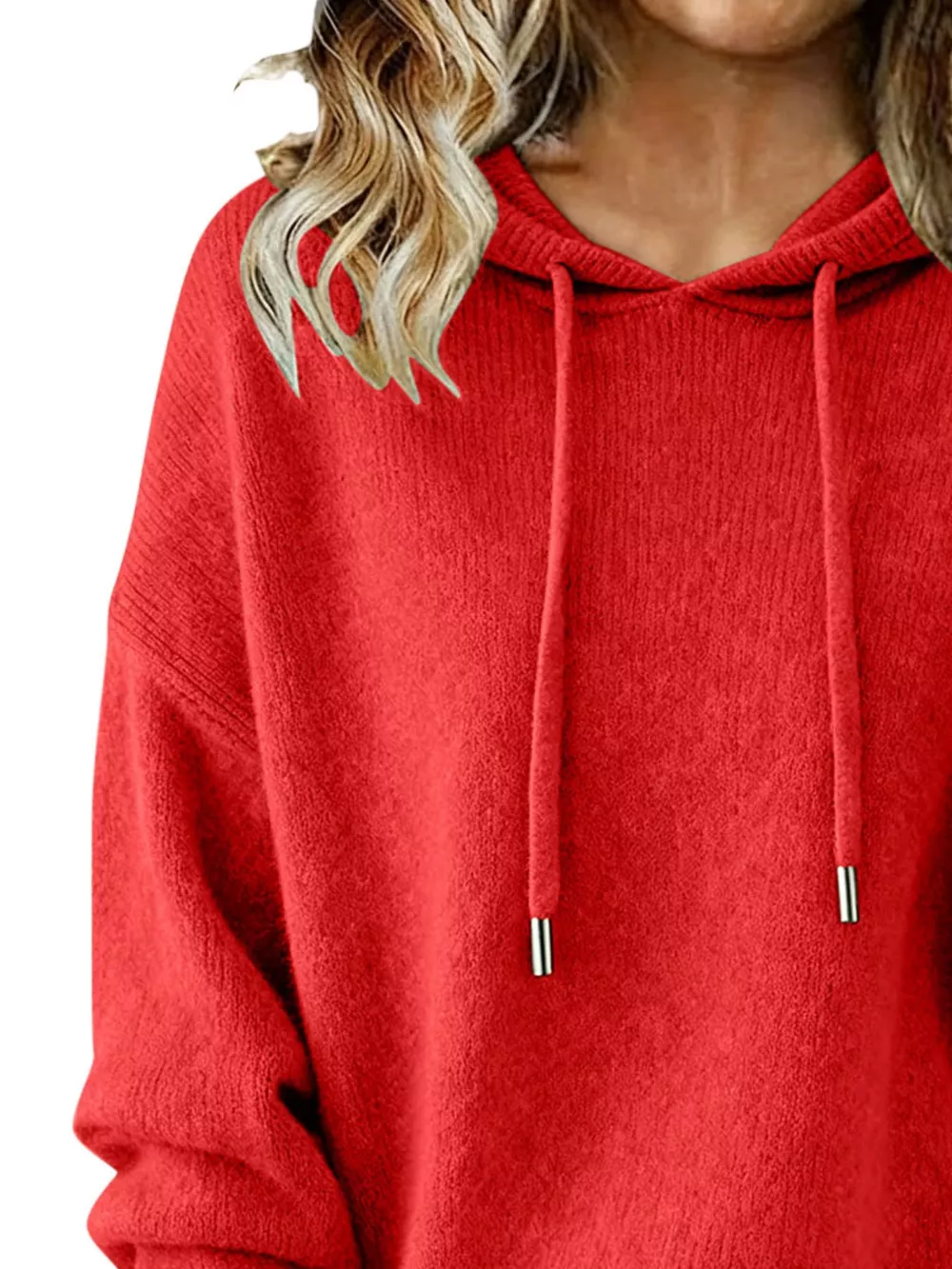 Drawstring Long Sleeve Hooded Sweater, image 18