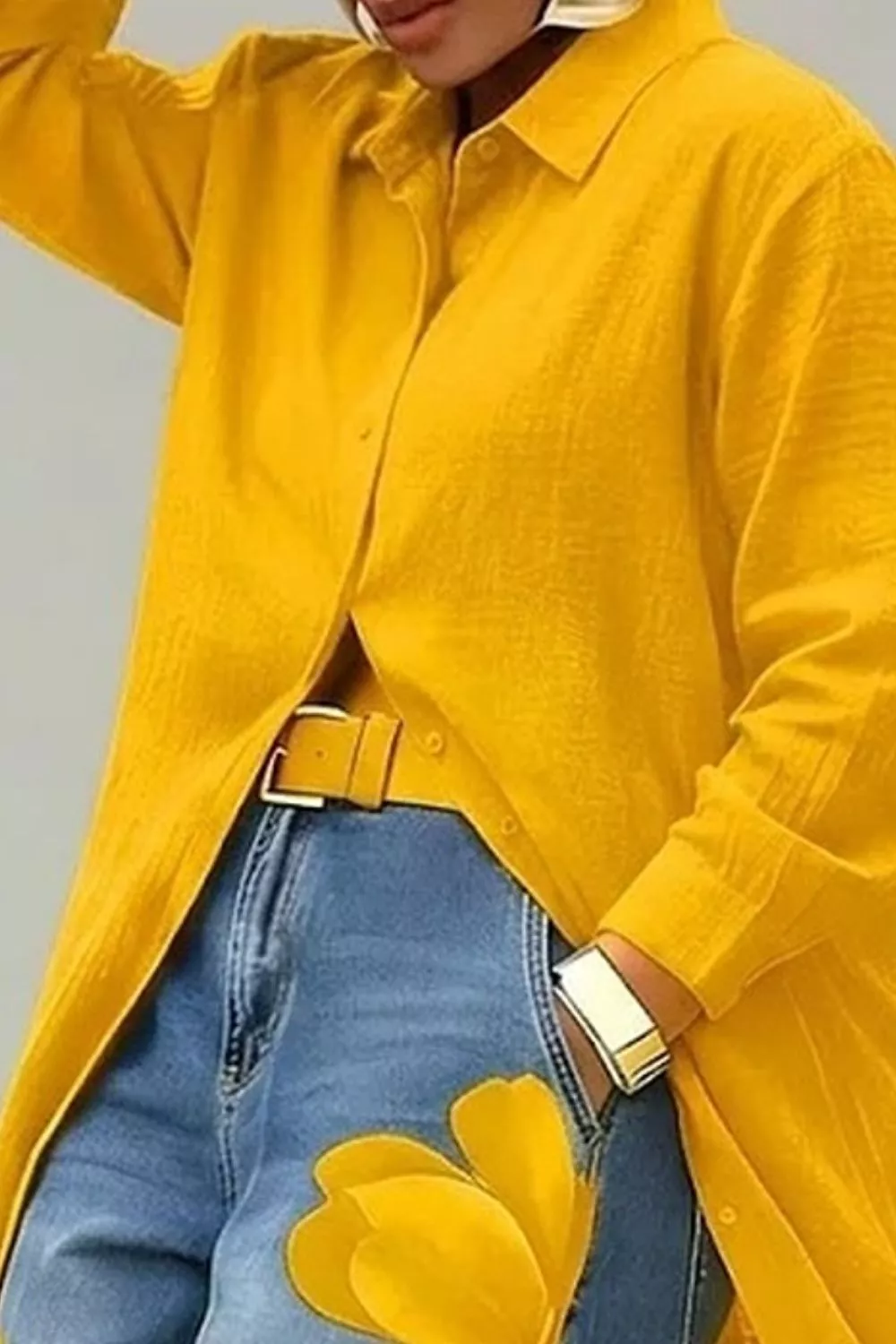 Button Up Long Sleeve Longline Shirt, image 6