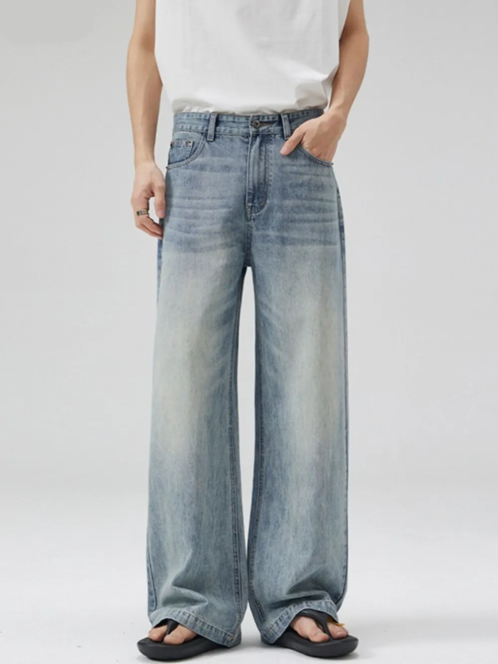 Men's Full Size Washed Wide Leg Jeans Plus Size, image 2