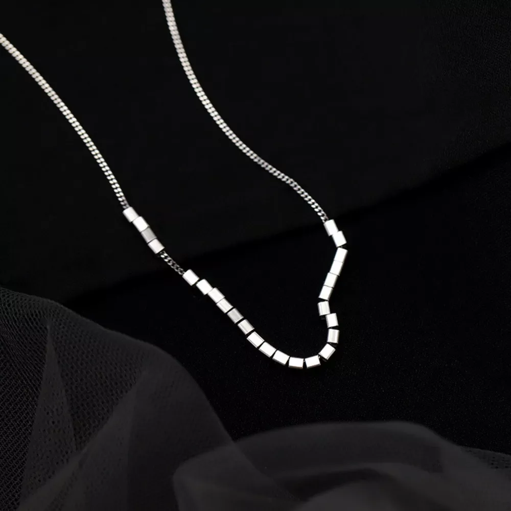 925 Sterling Silver Cube Necklace, image 5