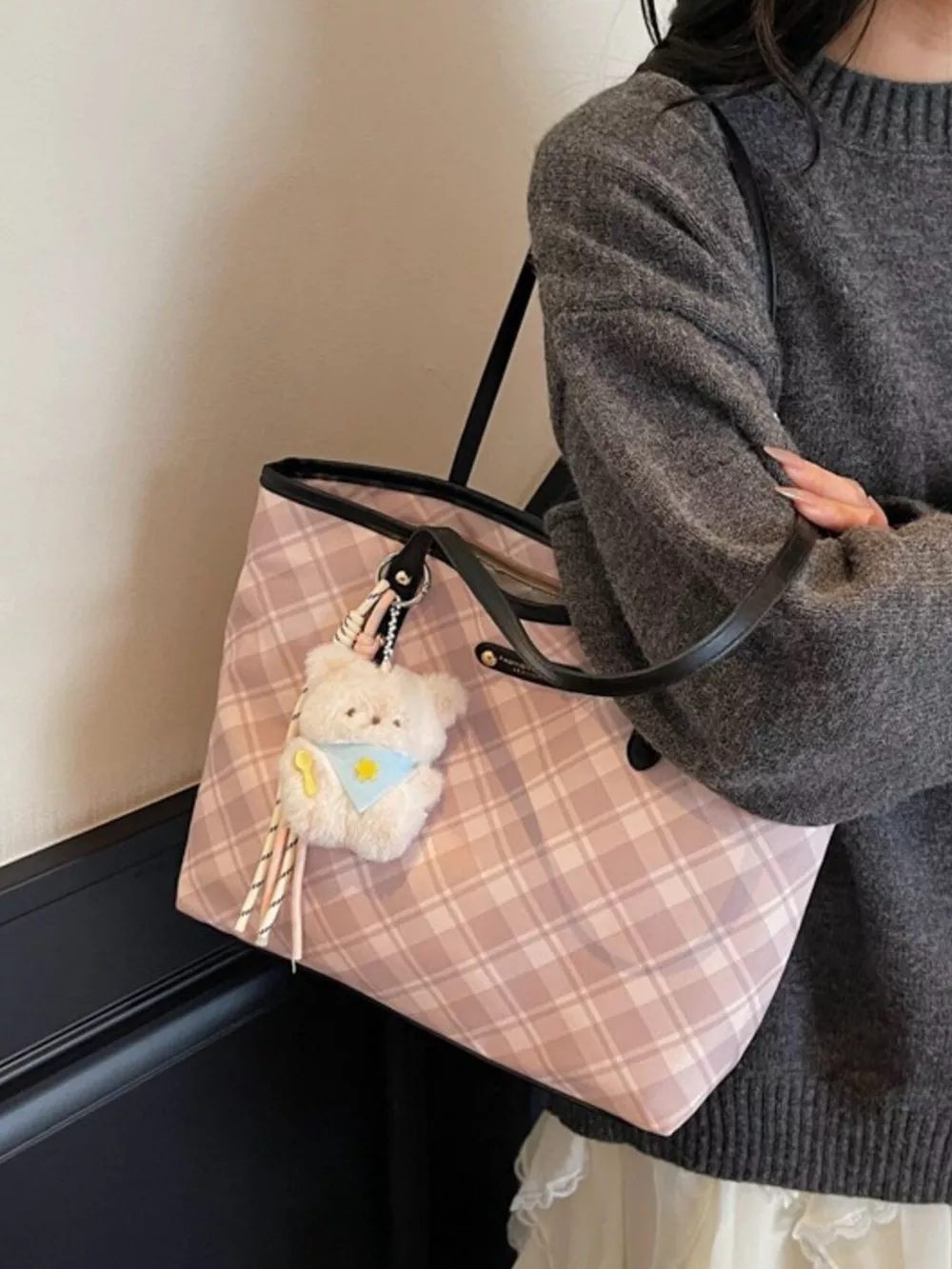 Plaid Pattern Shoulder Bag, image 5