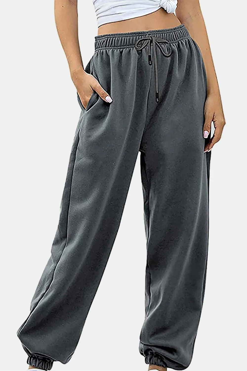 Elastic Waist Joggers with Pockets, image 14
