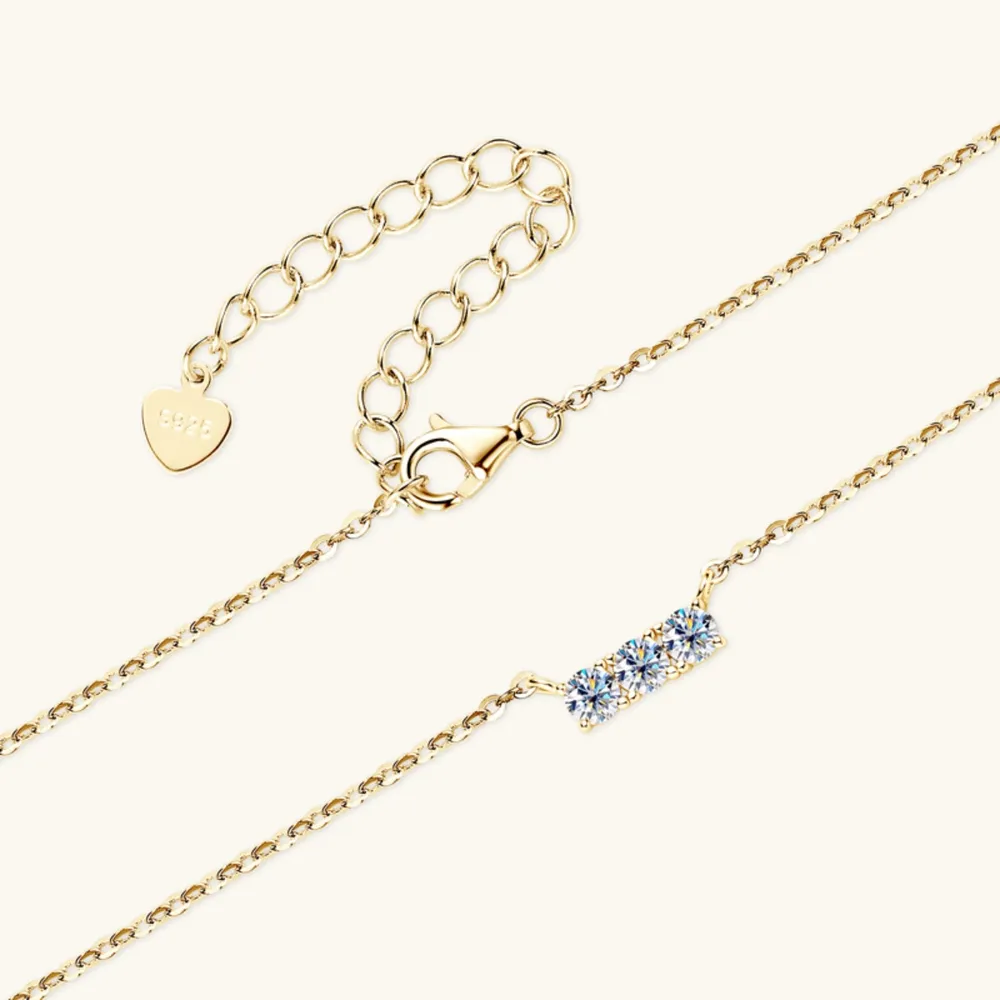 925 Sterling Silver Inlaid Moissanite Bar Necklace, image 4