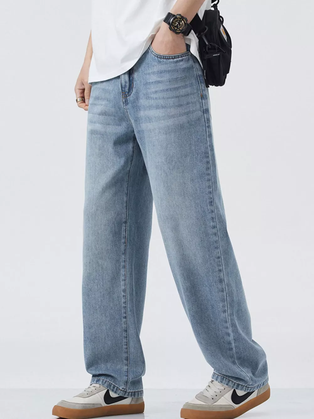 Men's Wide Leg Relaxed Fit Jeans, image 7