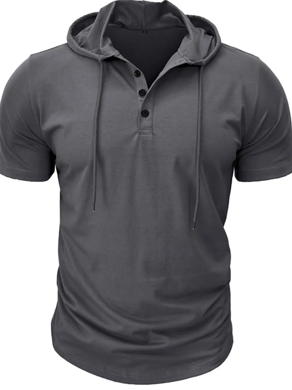 Men's Full Size Casual Hooded Henley T-Shirt Plus Size, image 3