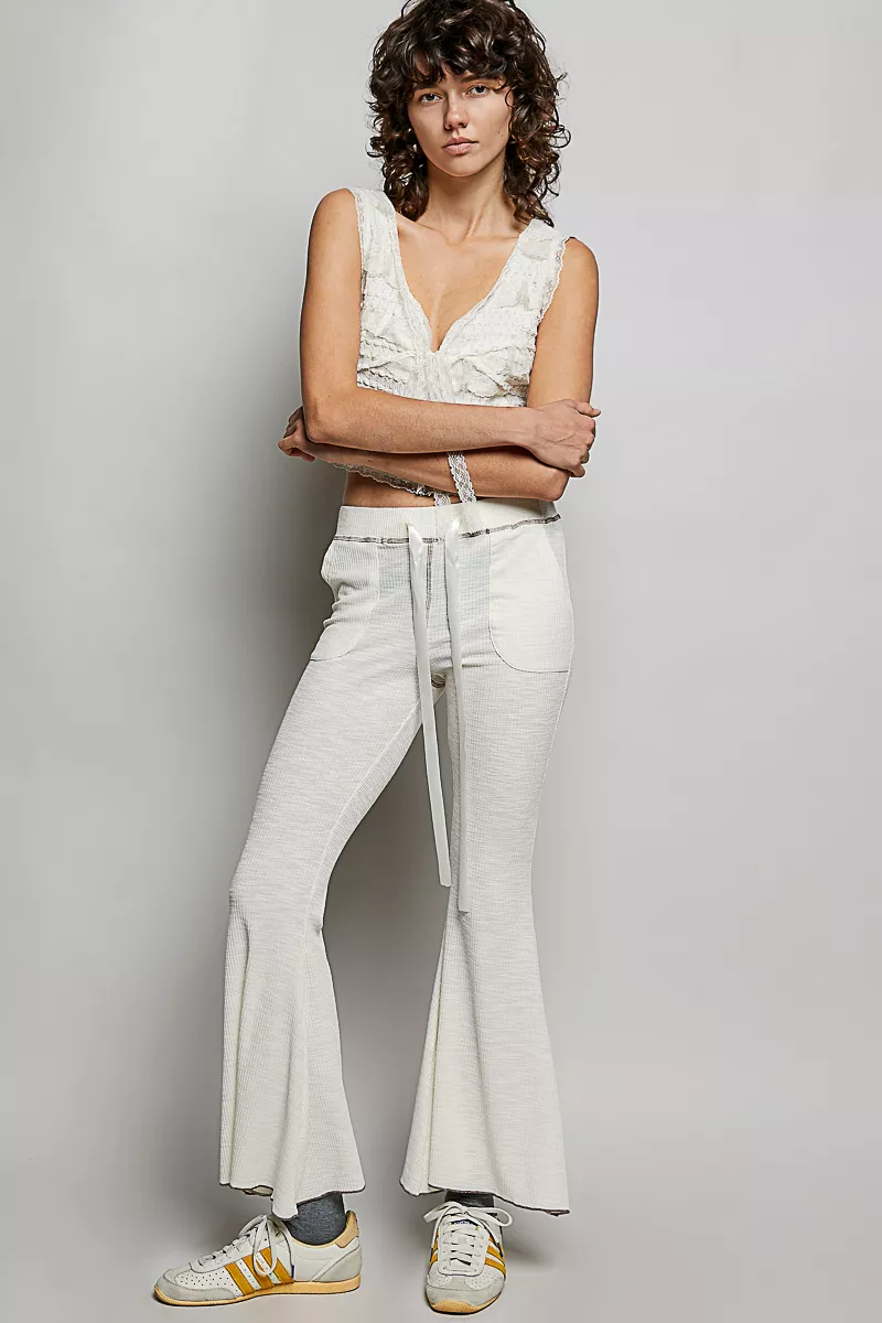 Drawstring Textured Ribbed Knit Pants, image 5