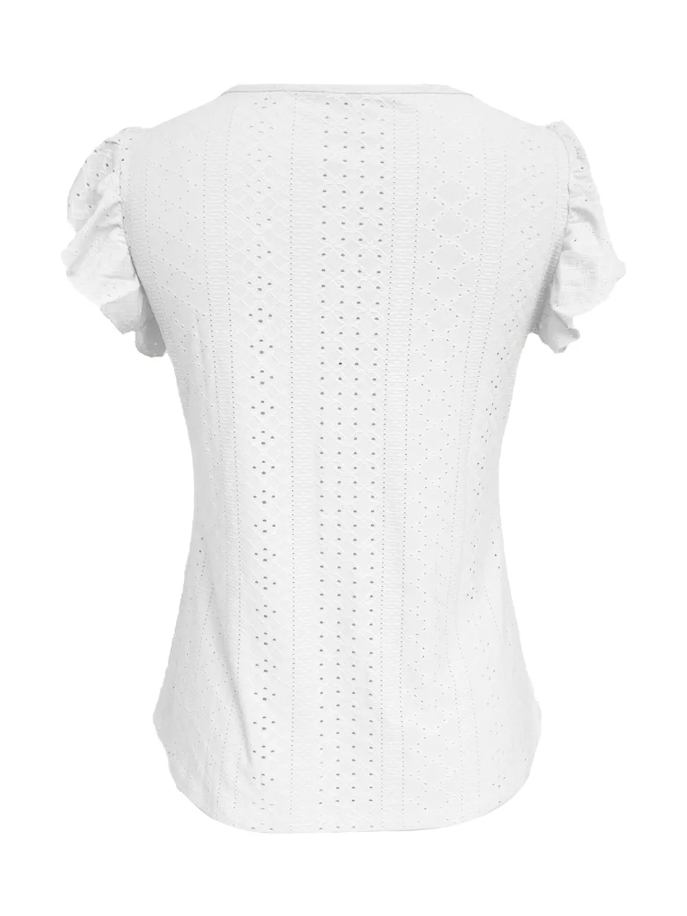 Eyelet Button-Front Flutter Sleeve Top, image 4