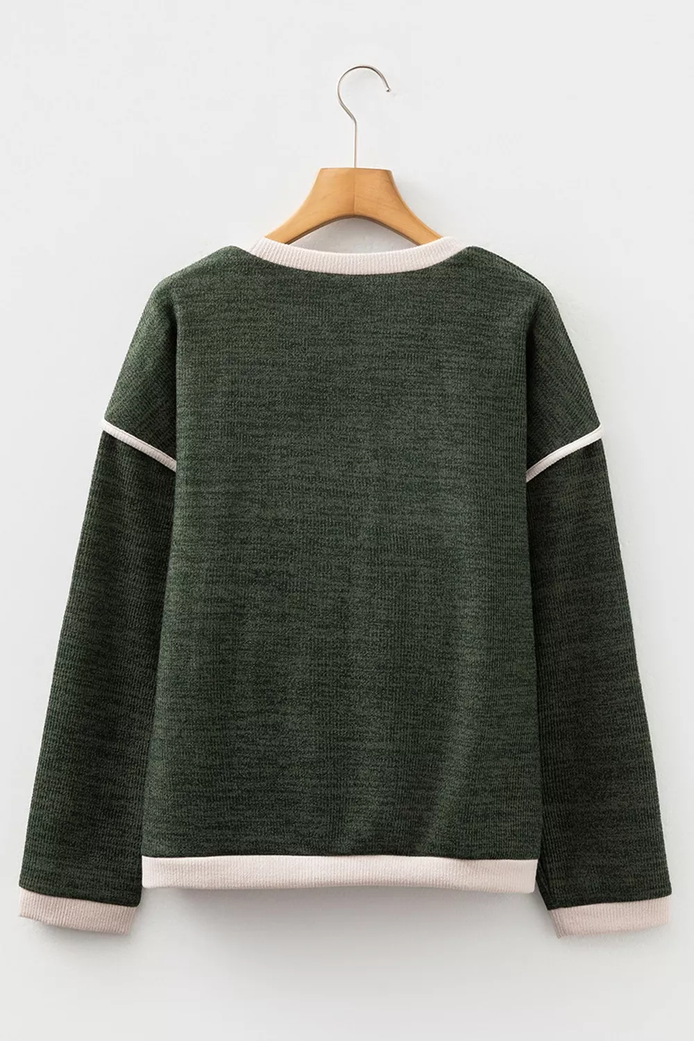 Duck Graphic Contrast Trim Patchwork Casual Knit Top, image 7