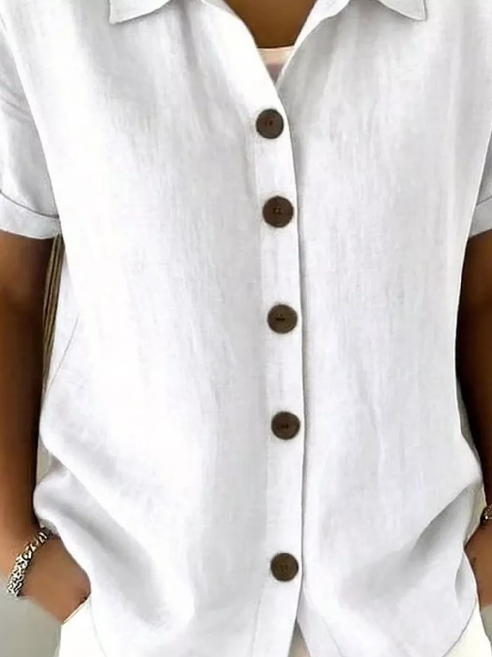 Full Size Button Up Short Sleeve Shirt Plus Size, image 5