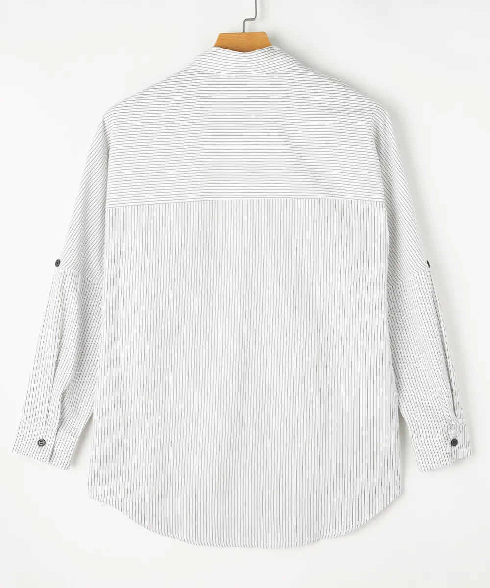 Striped Collared Neck Long Sleeve Shirt, image 12