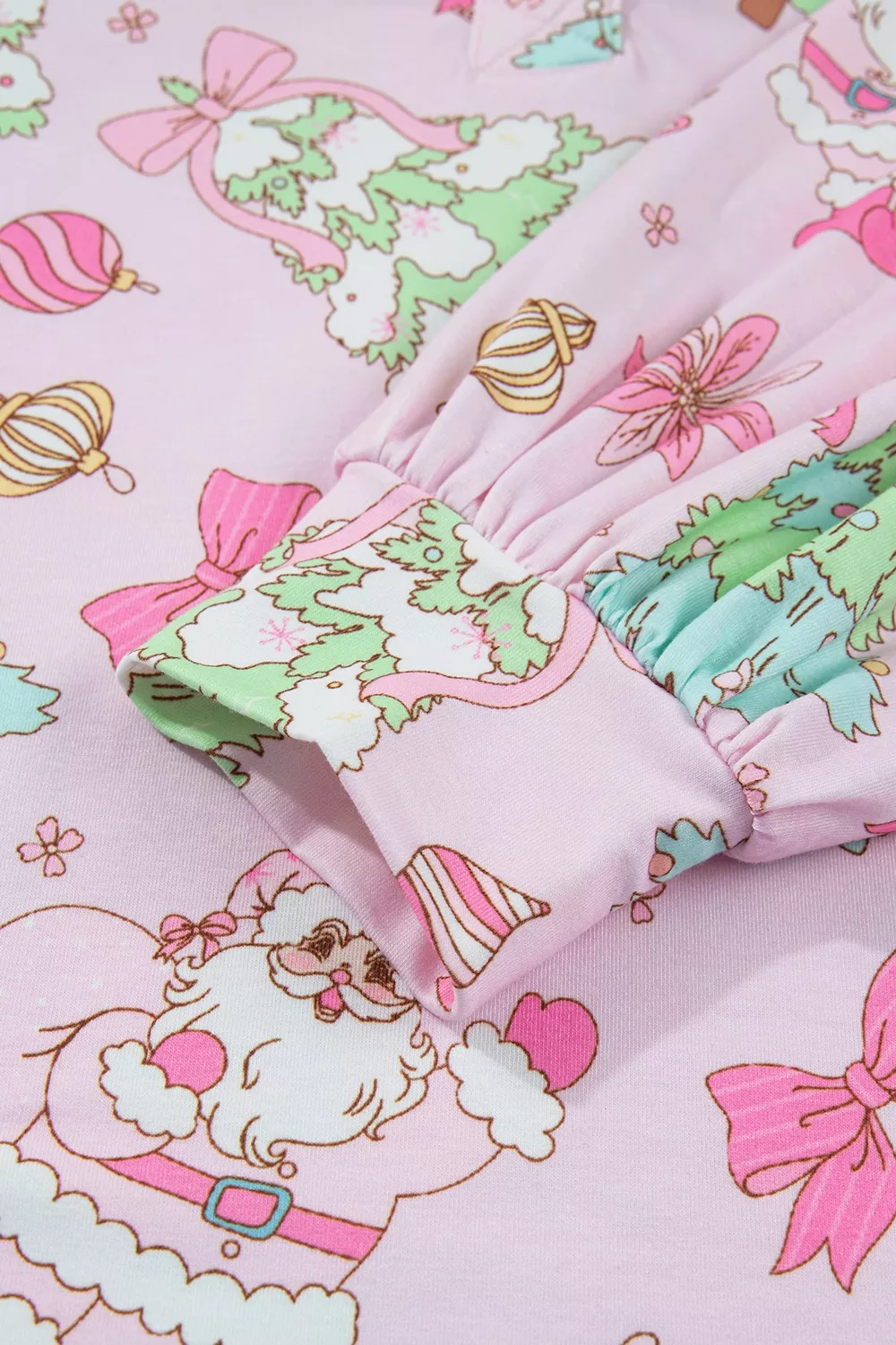 Christmas Print Button Front Long Sleeve Lounge Set, image 13
