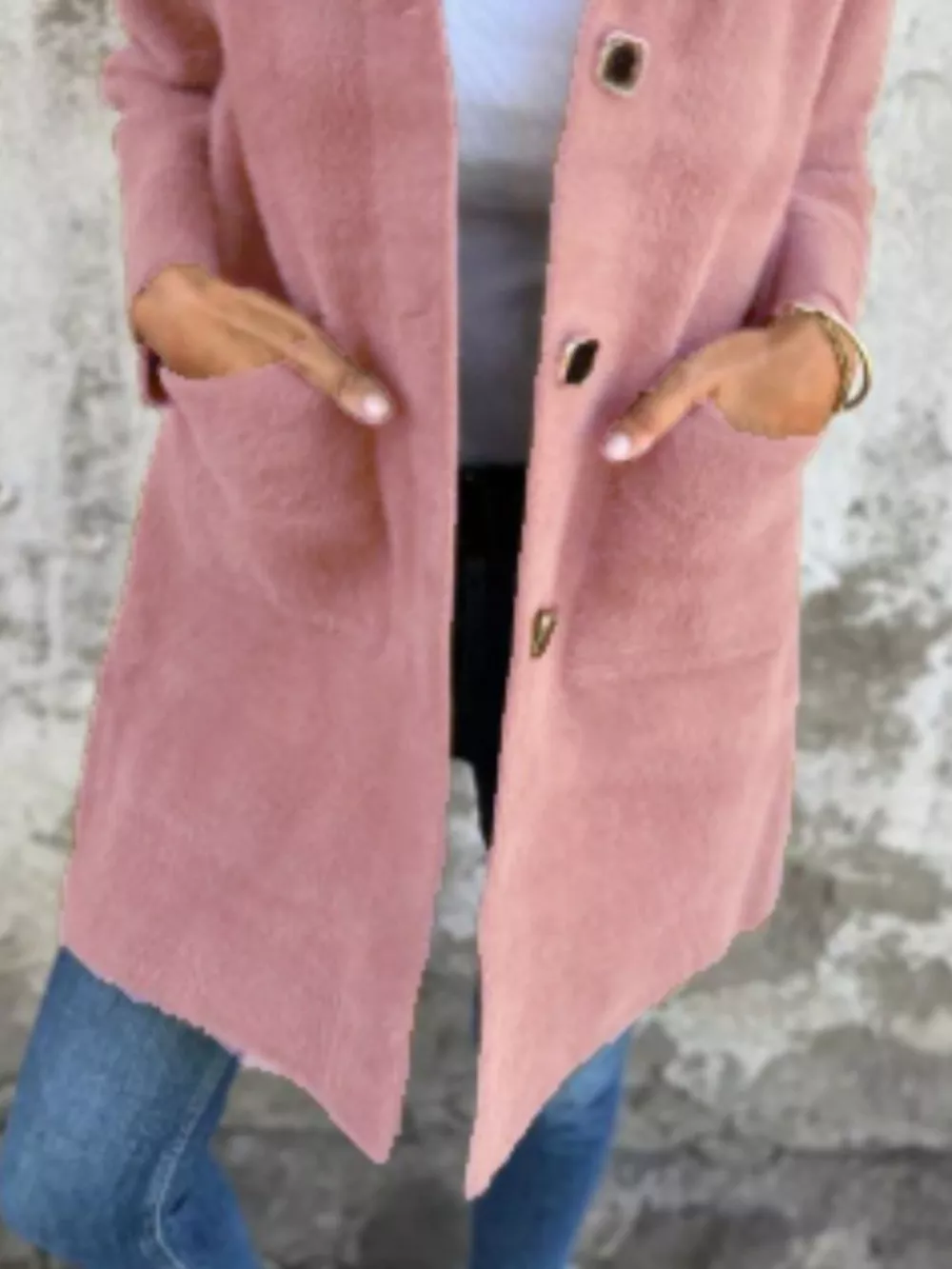 Full Size Button-Down Long Sleeve Longline Coat Plus Size, image 4