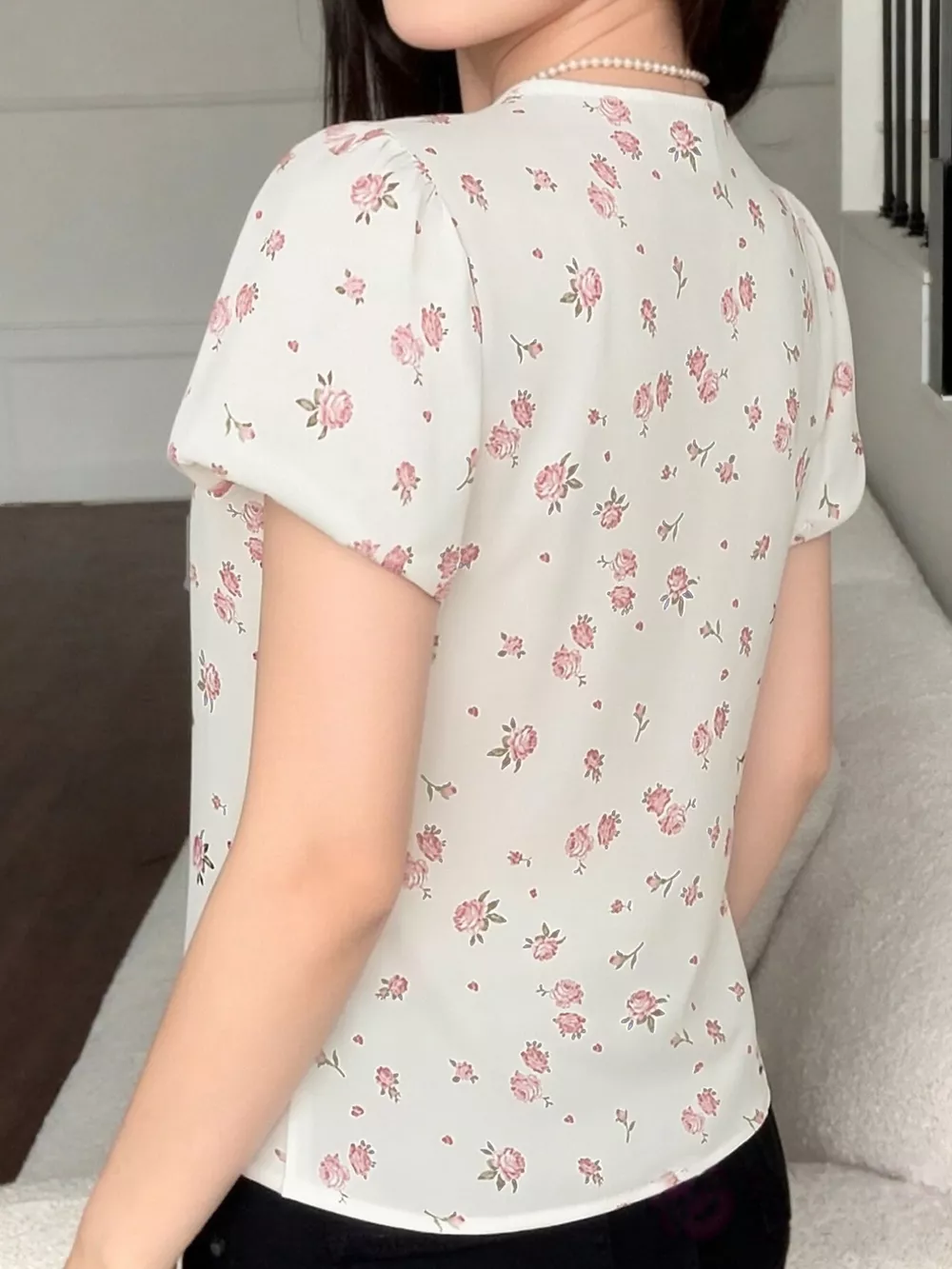 Lace Detail Short Sleeve Blouse, image 3