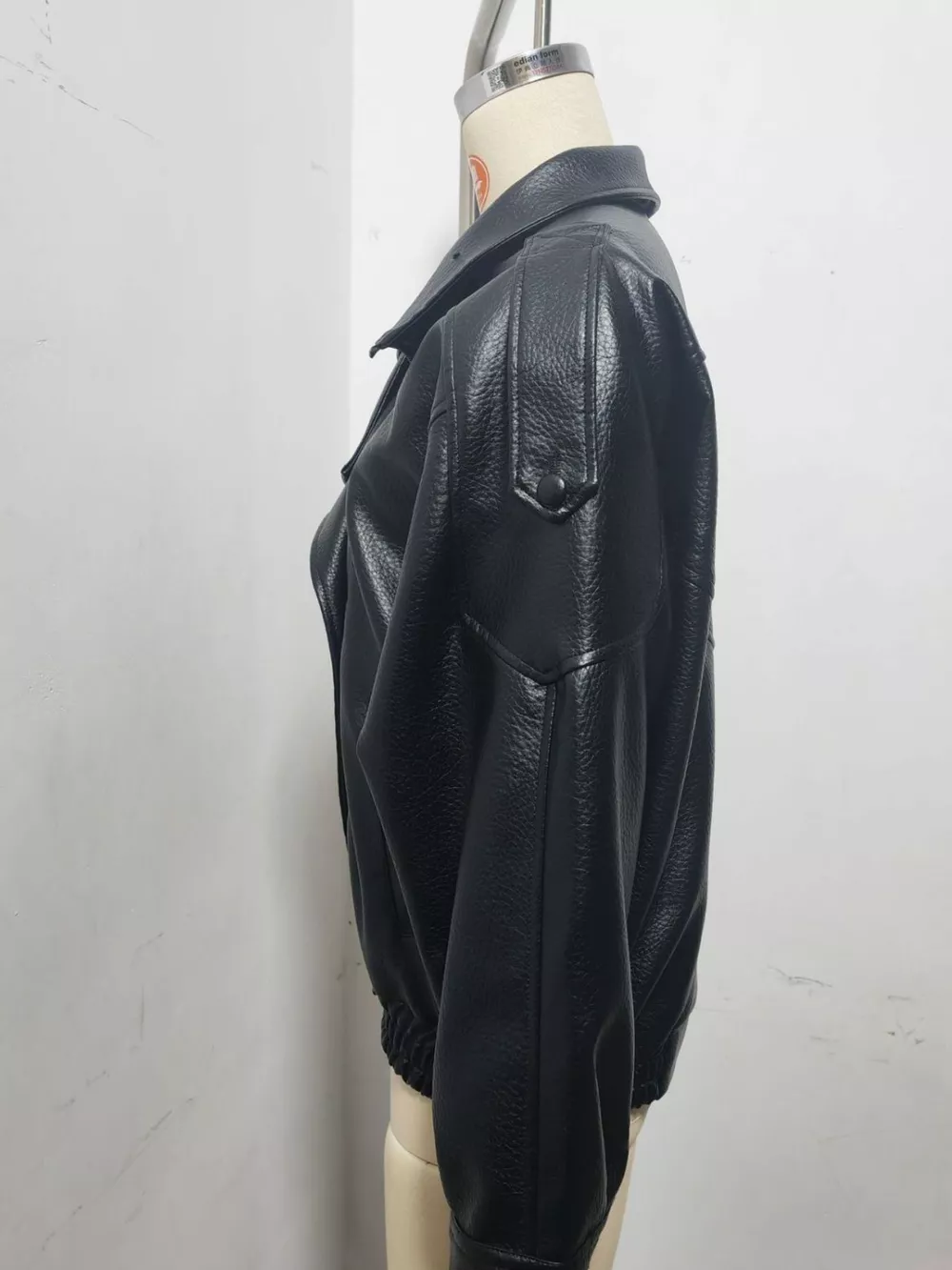 Zip-Up Faux Leather Moto Jacket, image 8