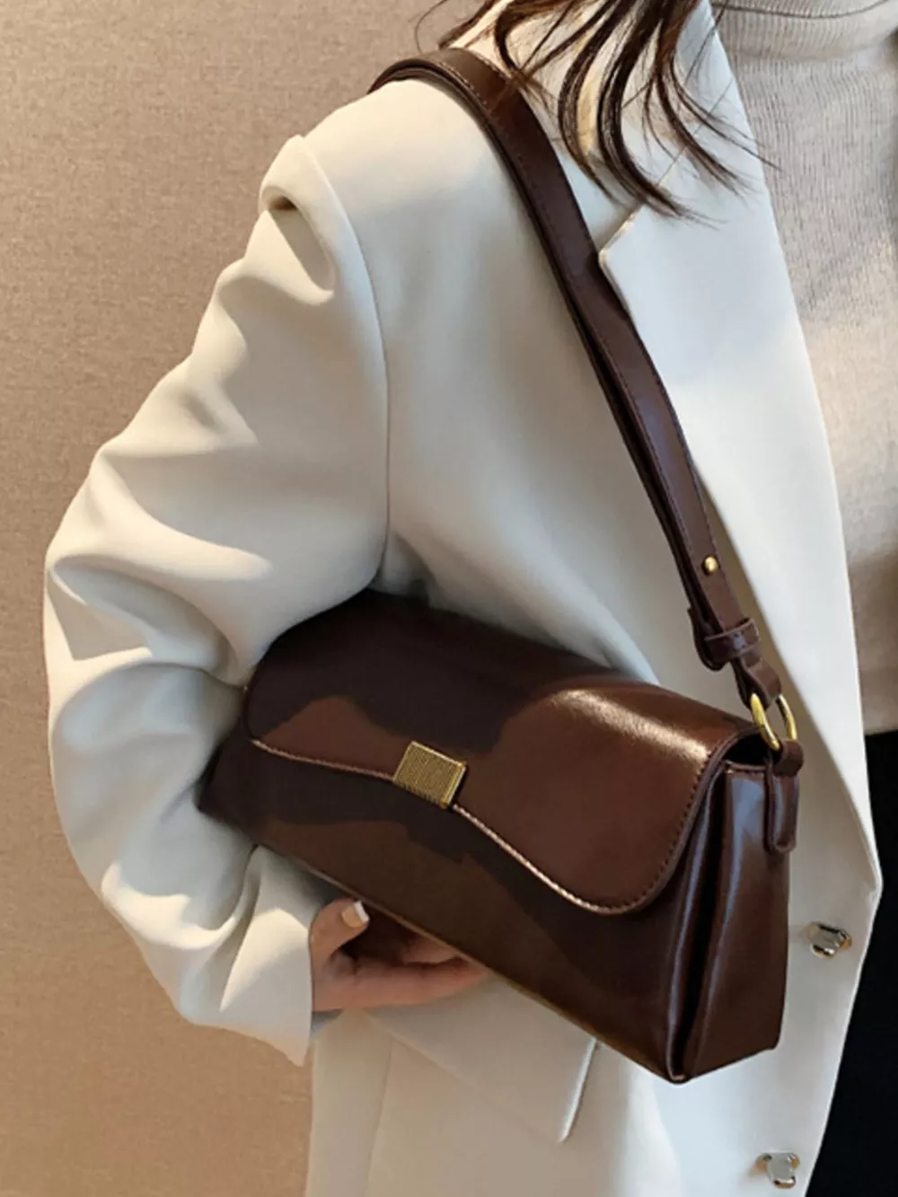 Leather Flap Shoulder Bag