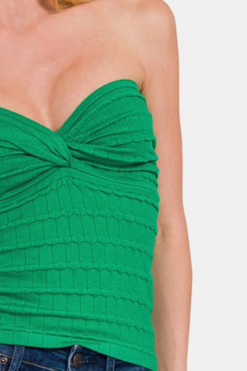 Ruched Twisted Sweetheart Neck Top, image 2