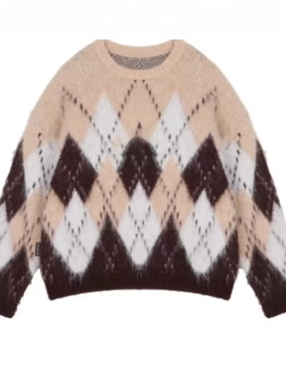 Men's Plus Size Argyle Knit Round Neck Sweater