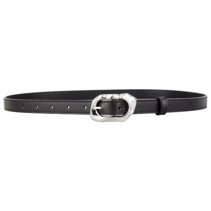 Leather Belt with Silver Buckle, image 4