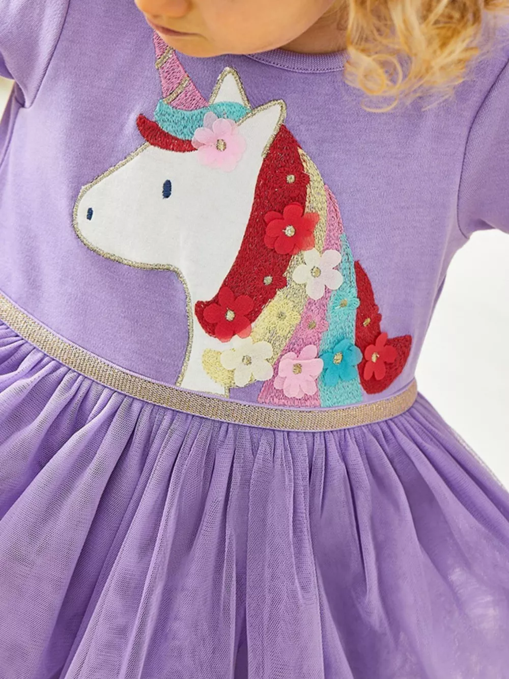 Children's Unicorn Short Sleeve Tulle Dress, image 2