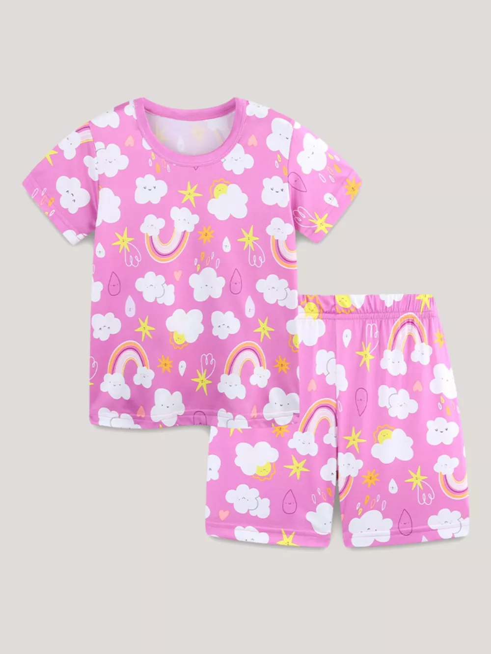 Children's Rainbow Cloud Print Tee and Shorts Set, image 2