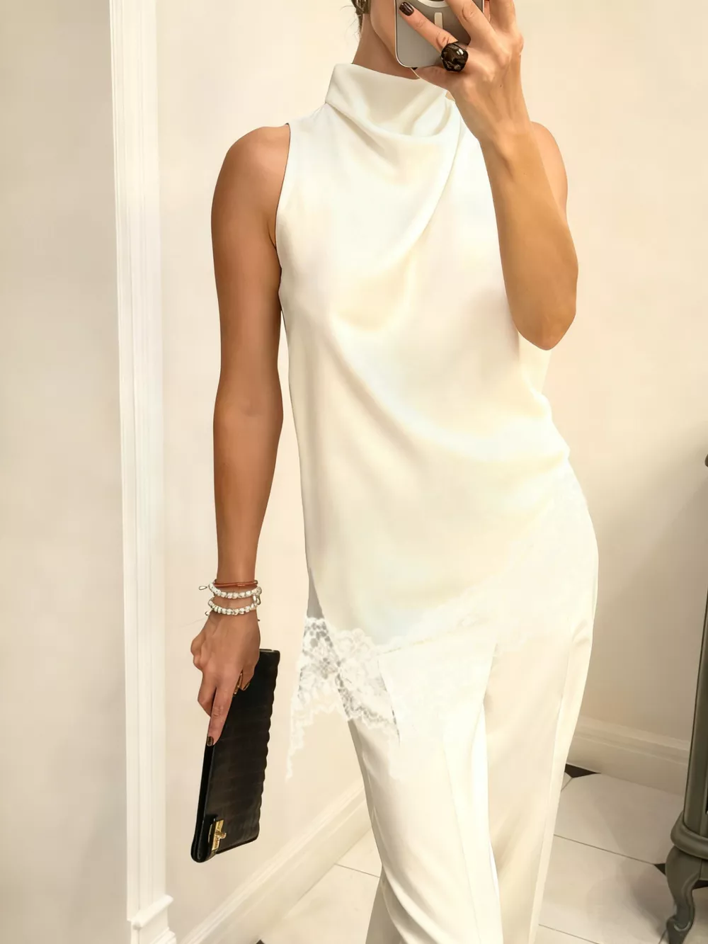 High Neck Lace Trim Cami, image 13