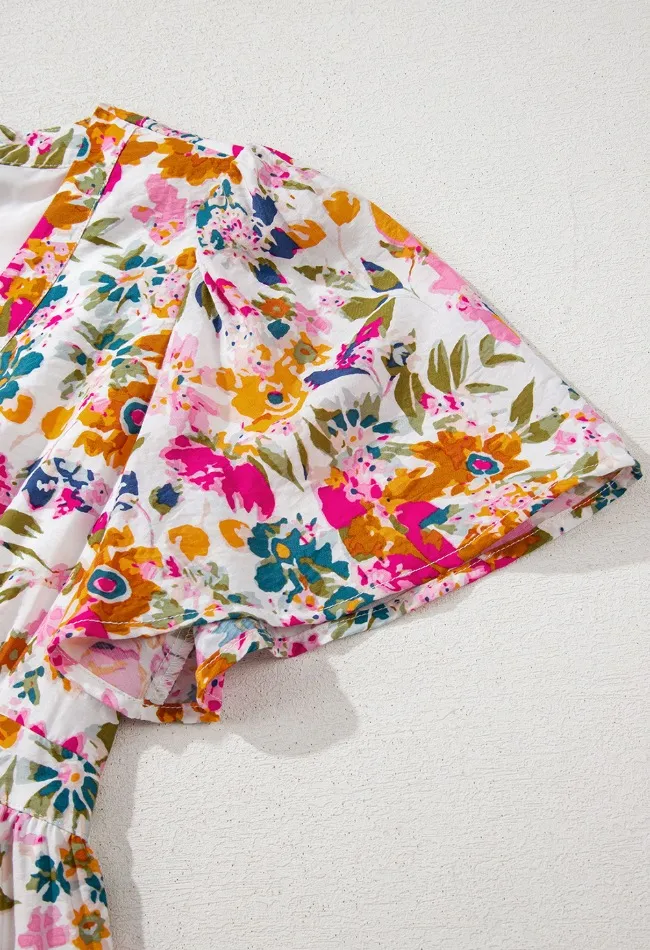 Floral Short Sleeve V Neck Dress with Pockets, image 9
