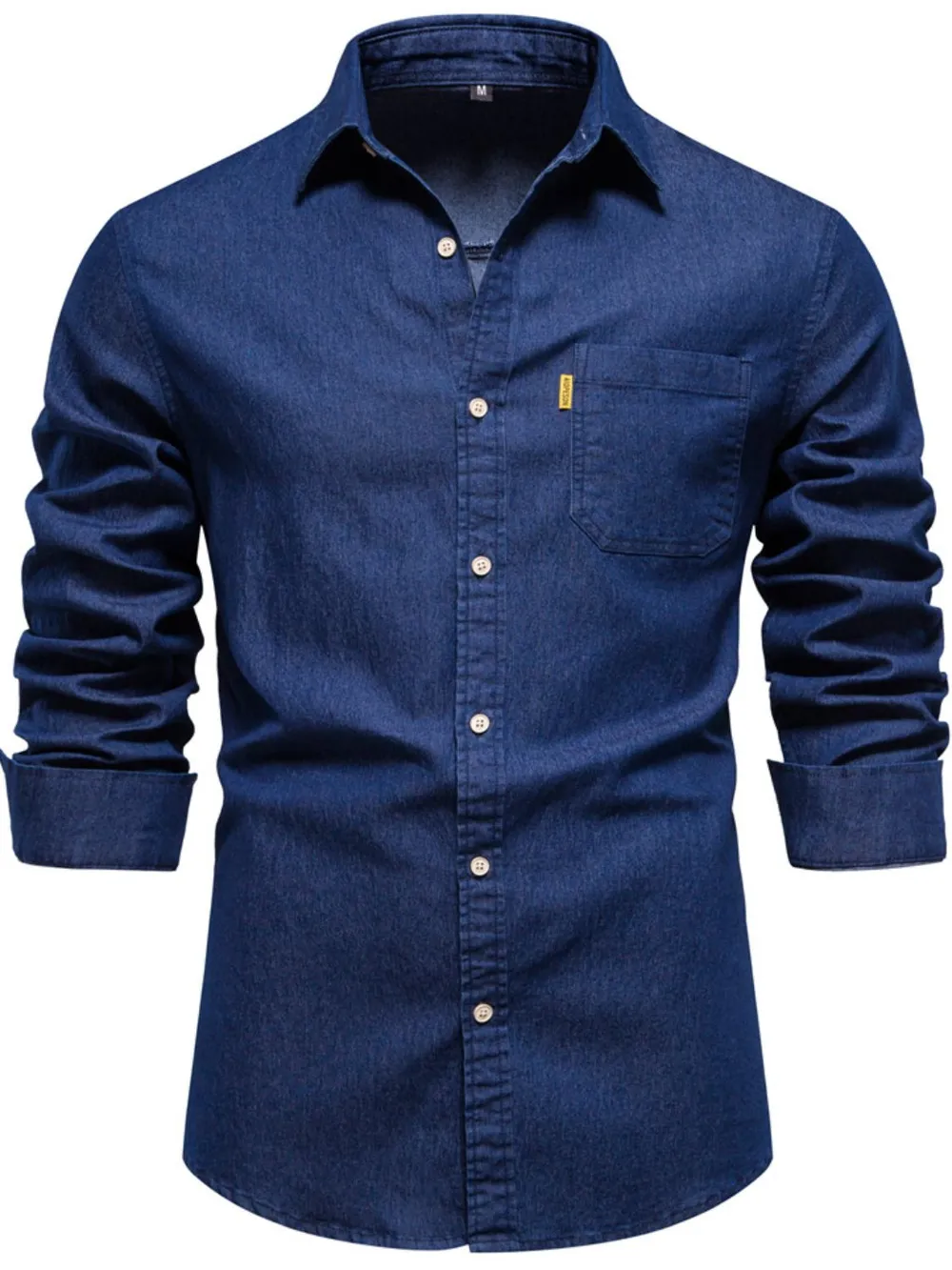 Men's Button-Down Denim Shirt with Chest Pocket, image 9