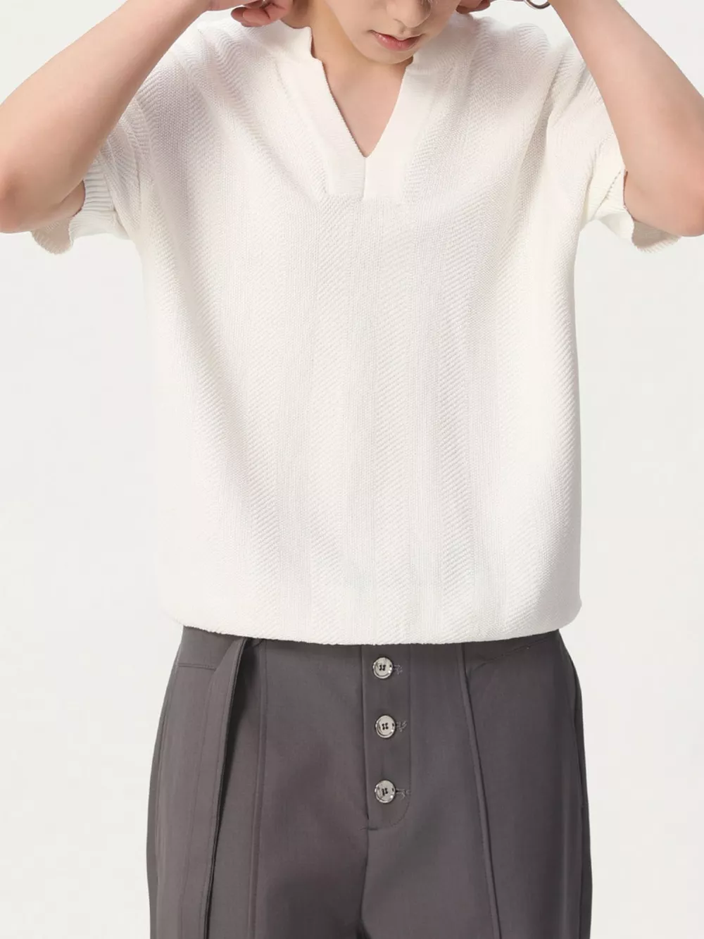 Men's Notched Short Sleeve Knit Top, image 10
