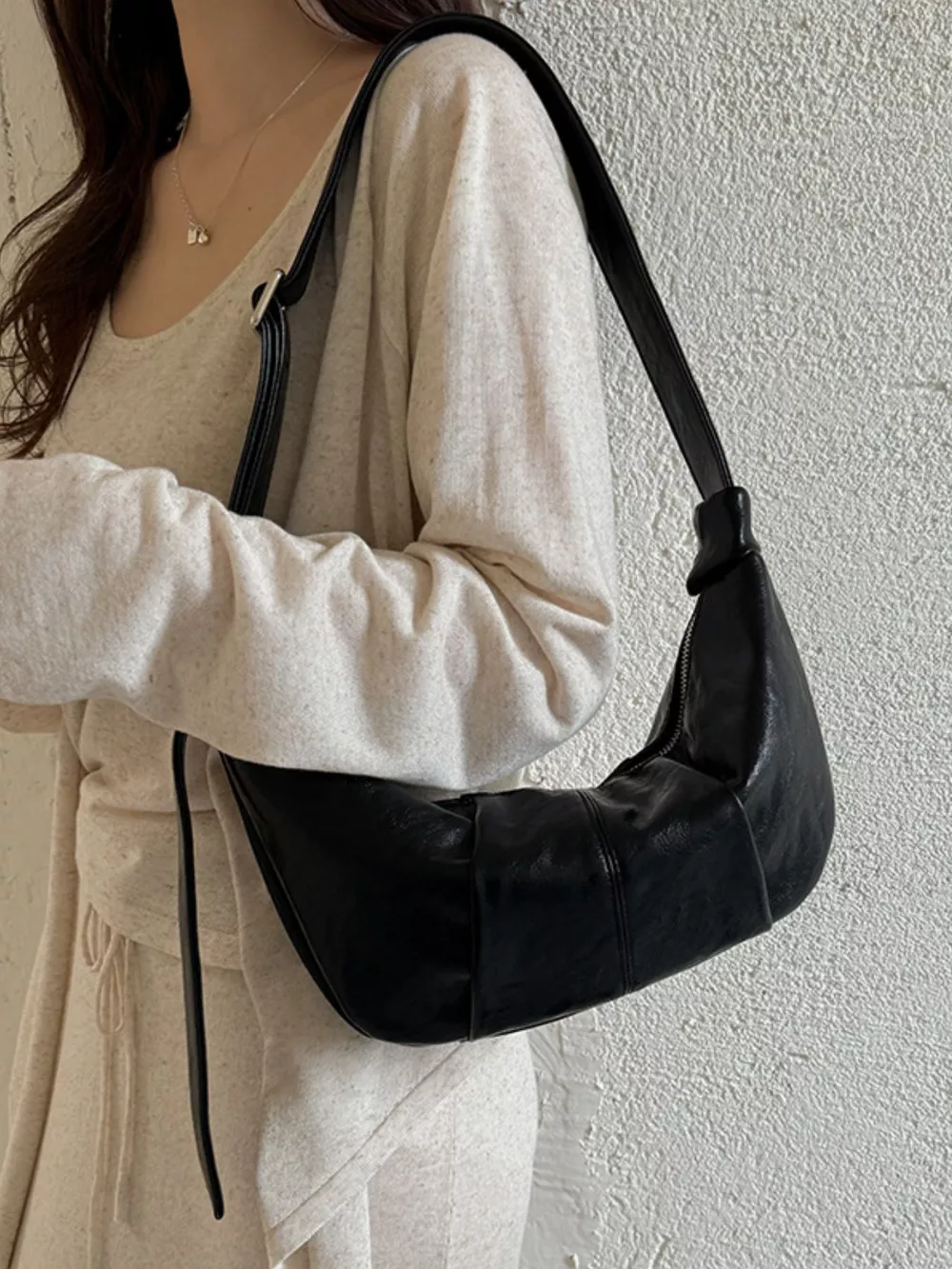 Croissant Leather Shoulder Bag, image 5