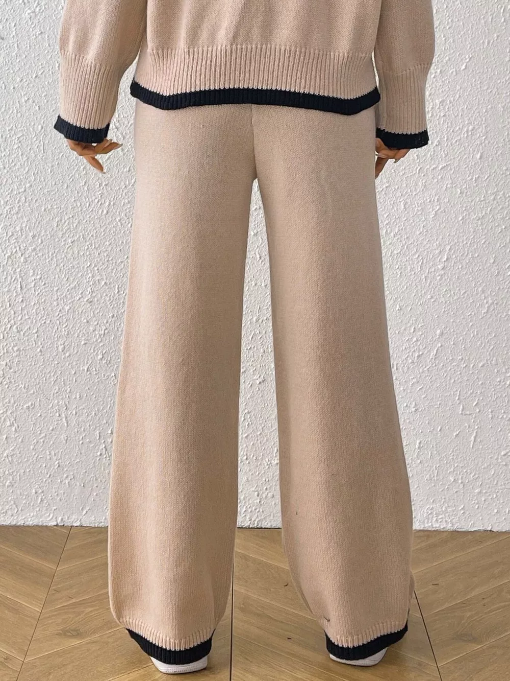 Floral Applique High-Waisted Wide-Leg Sweater Pants, image 6