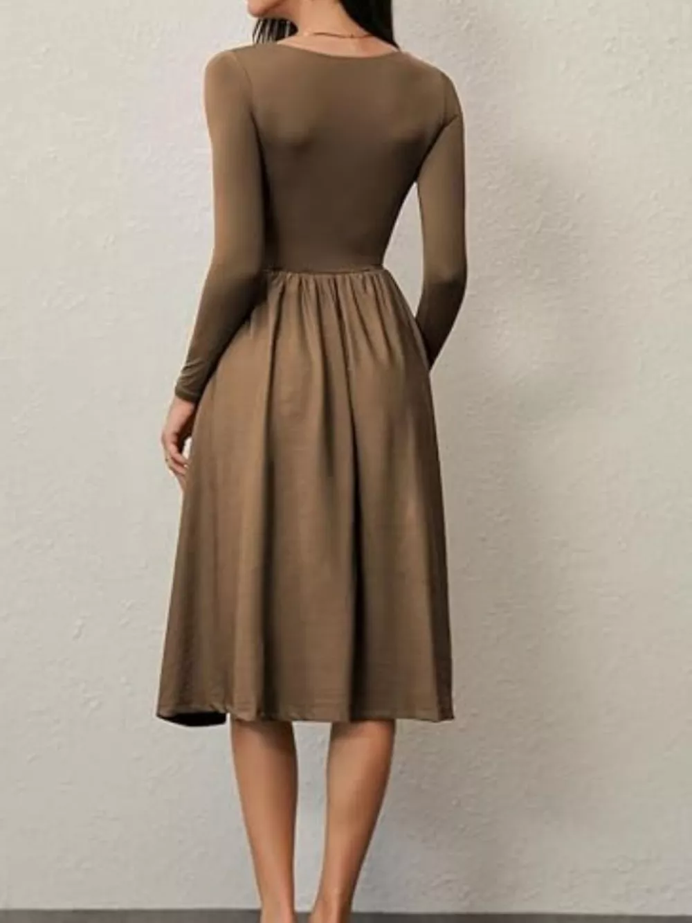 Square Neck Long Sleeve Midi Dress, image 7