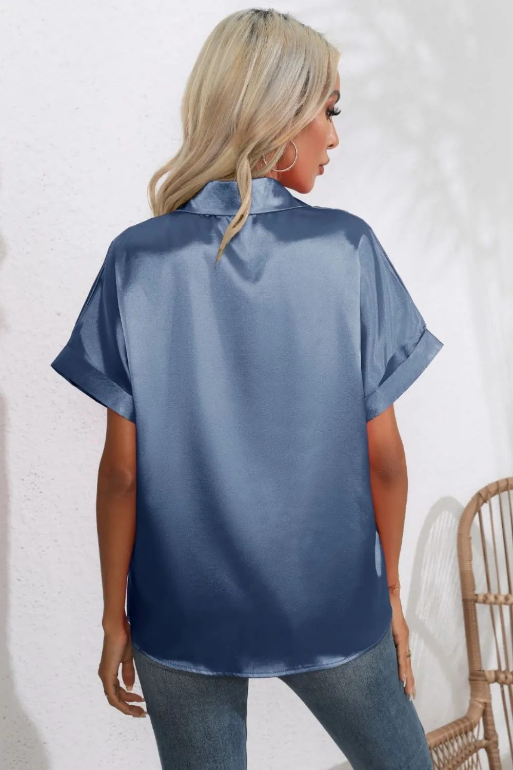 Collared Neck Short Sleeve Shirt, image 14