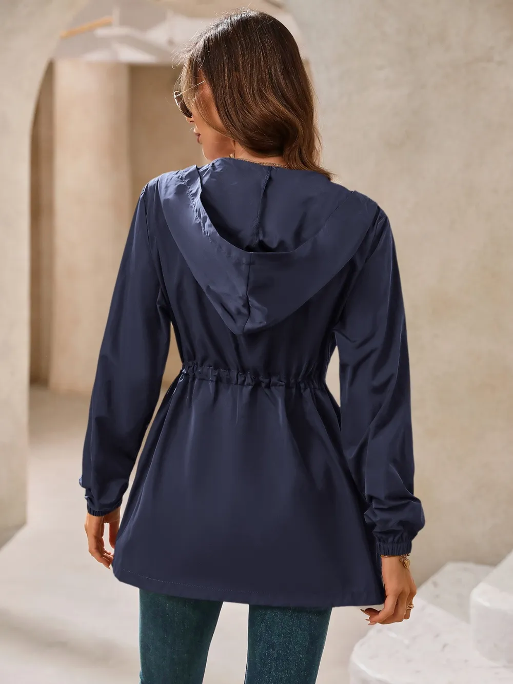 Outdoor Waterproof Long Sleeve Hooded Windbreaker, image 19