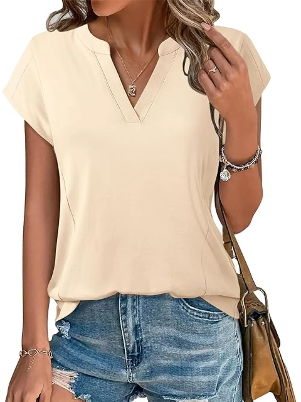 Casual Notched Short Sleeve Summer Blouse, image 6