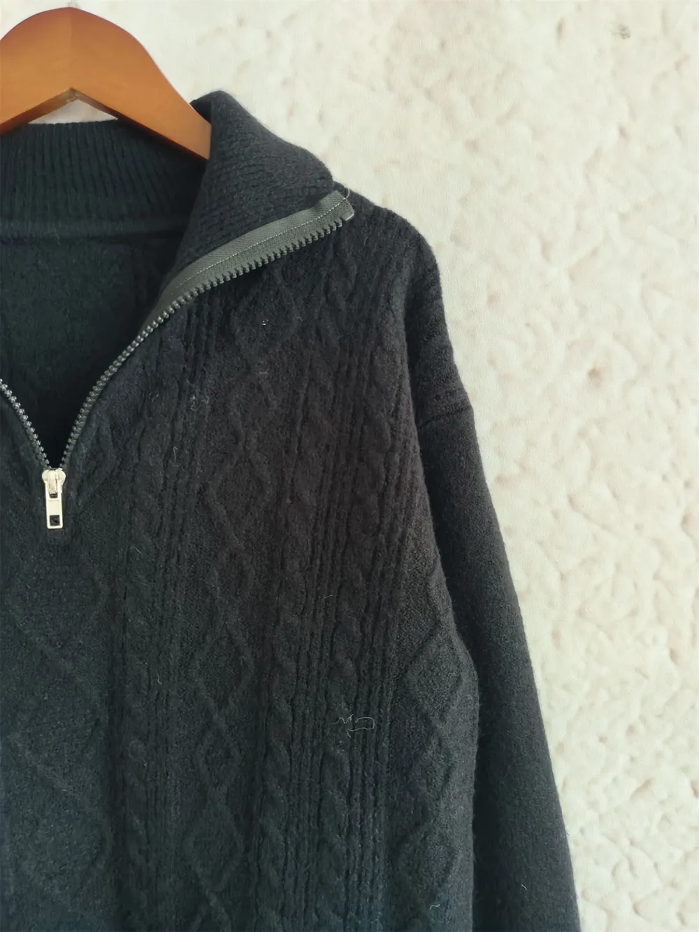 Texture Zip Collar Long Sleeve Sweater, image 23