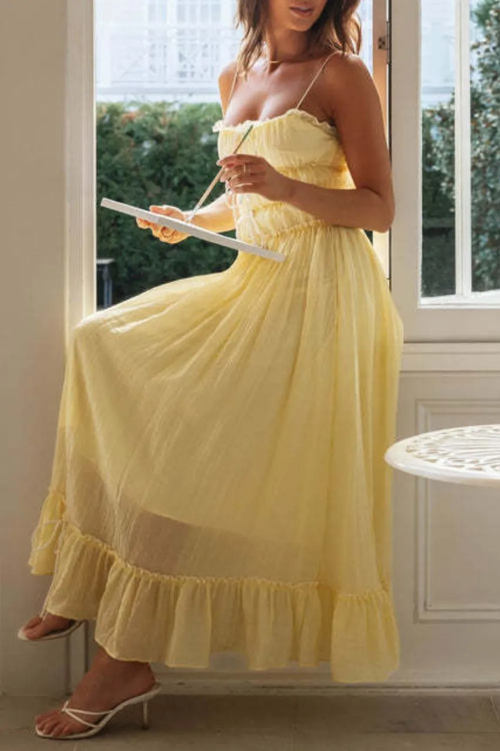 Frill Tied Front Midi Cami Dress, image 10