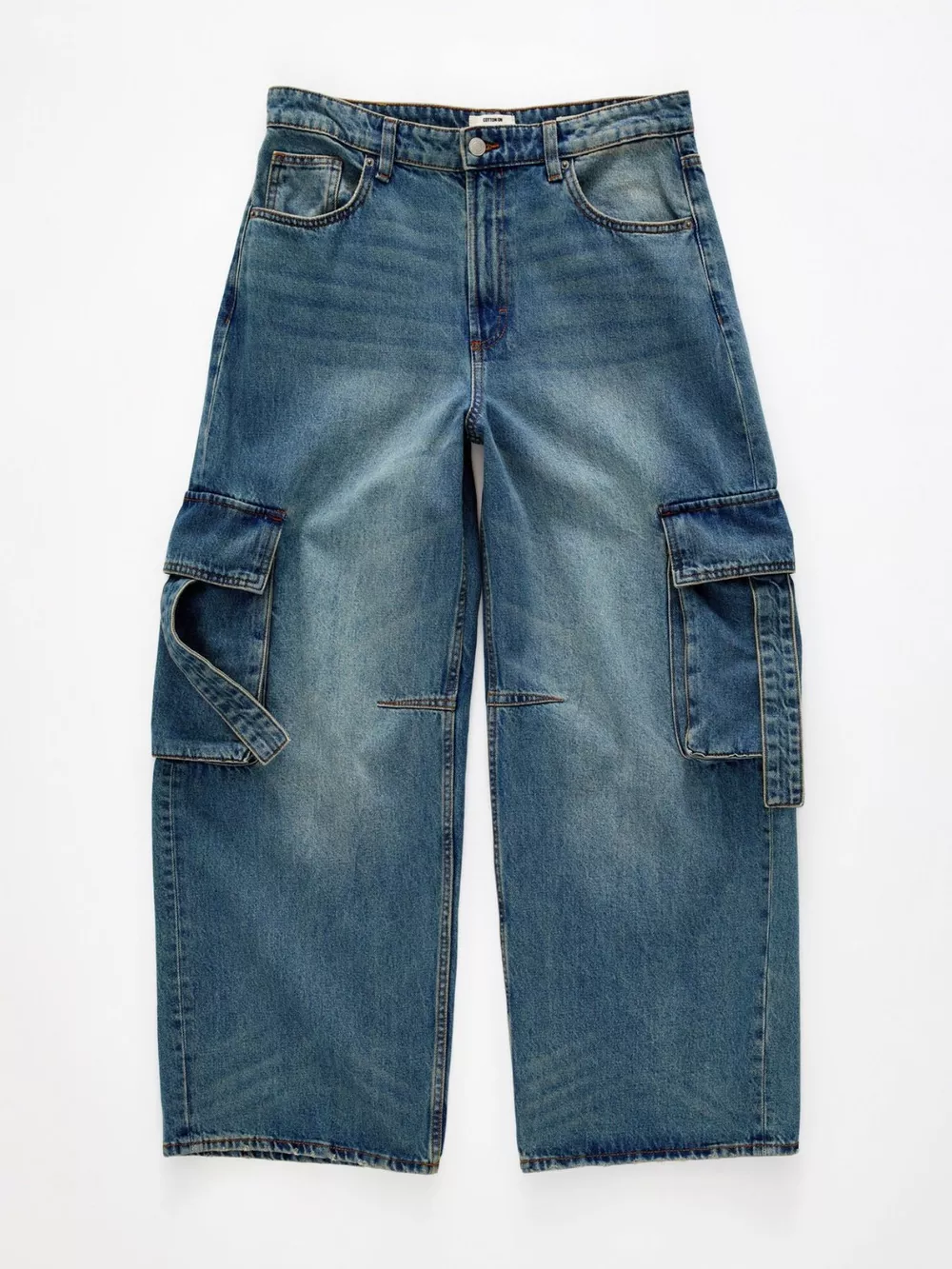 Vintage Wash Wide Leg Cargo Jeans, image 5