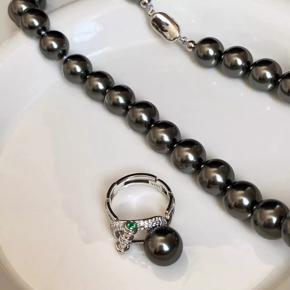 925 Sterling Silver Zircon Pearl Ring, image 5