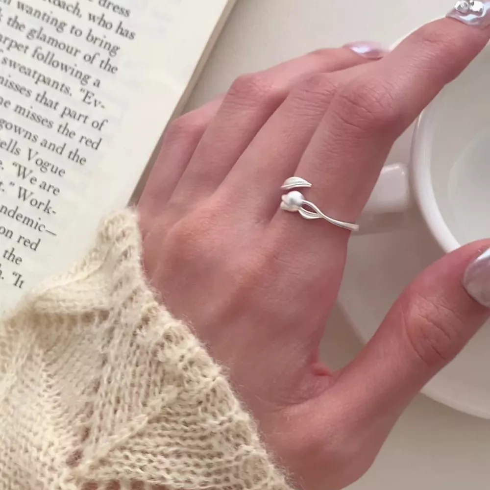 925 Sterling Silver Flower Bypass Ring, image 6