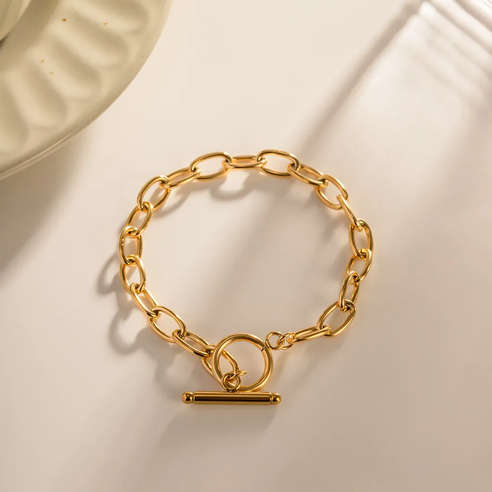 18K Gold-Plated Stainless Steel Toggle Chain Bracelet, image 4